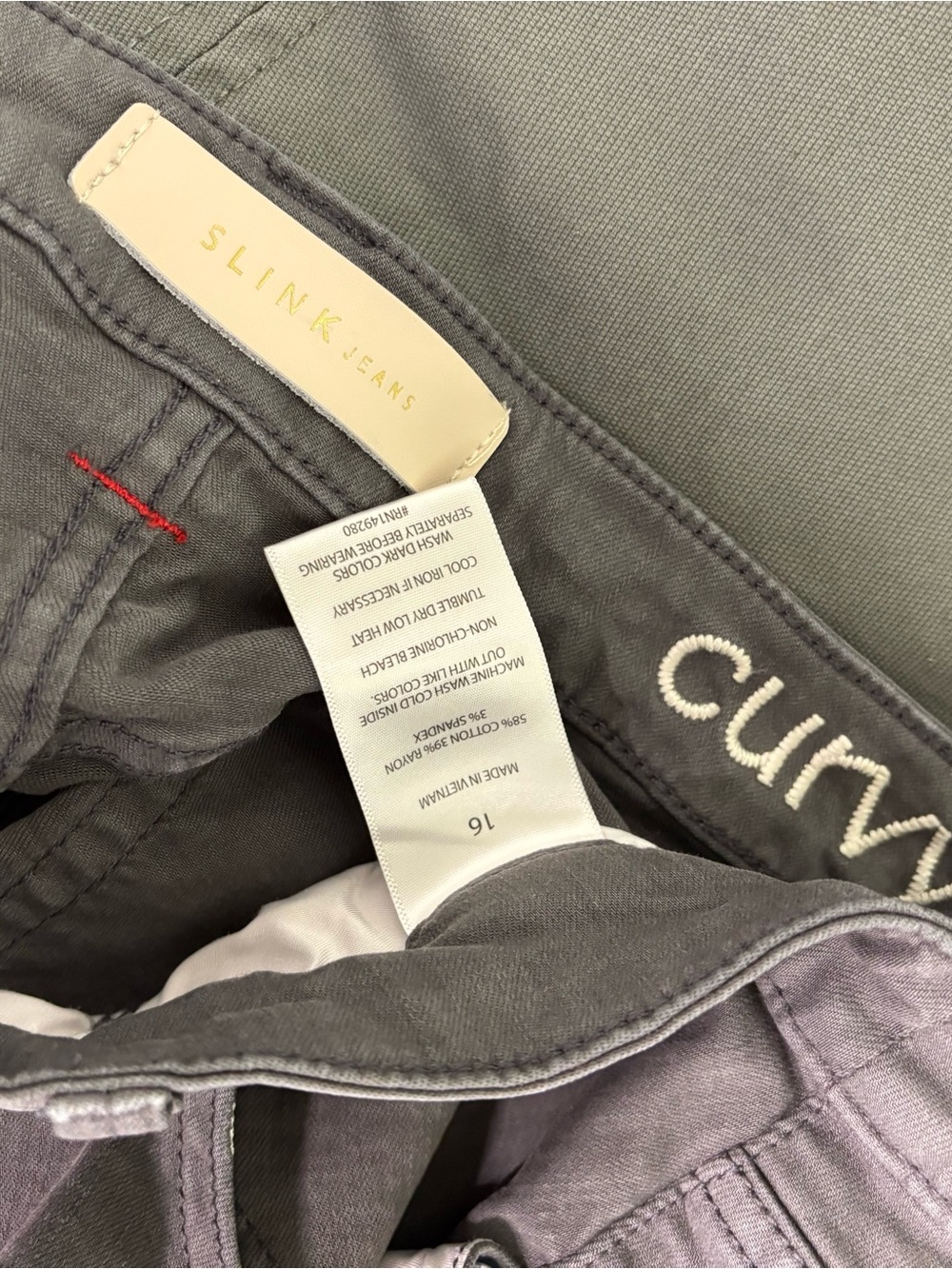 Slink Jeans Gray Denim Jean Skirt Size 16 Women's Knee Length Stretch Curvy EUC - Picture 9 of 9